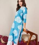 Floral Printed Mandarin Collar Straight Kurta
