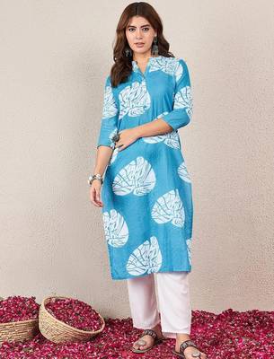 Floral Printed Mandarin Collar Straight Kurta 2