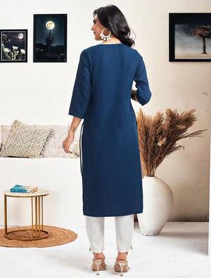 Women Ethnic Motifs Embroidered Chikankari Kurta 3
