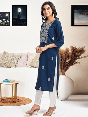 Women Ethnic Motifs Embroidered Chikankari Kurta 4