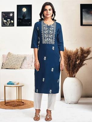 Women Ethnic Motifs Embroidered Chikankari Kurta 5