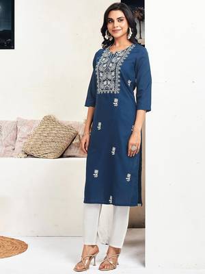 Women Ethnic Motifs Embroidered Chikankari Kurta 6