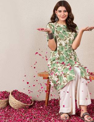 Women Floral Printed Daily Cotton Straight Kurta 2