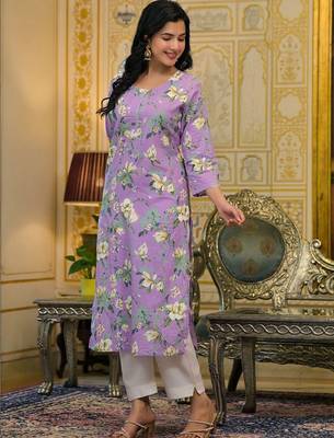 Women Floral Printed Thread Work Kurta 6