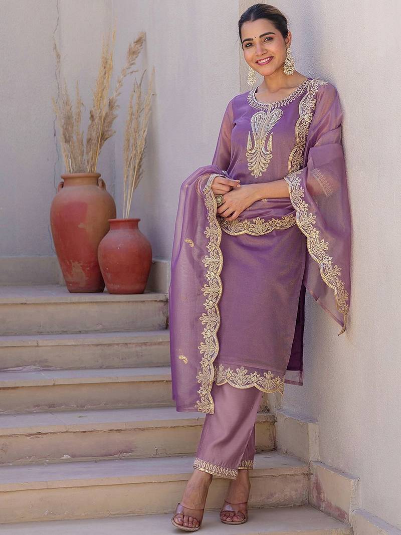 Women Ethnic Motifs Embroidered Kurta with Trousers & Dupatta