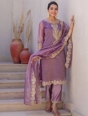 Women Ethnic Motifs Embroidered Kurta with Trousers & Dupatta 6