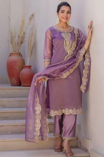 Women Ethnic Motifs Embroidered Kurta with Trousers & Dupatta
