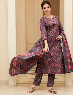 Women Floral Printed Kurta with Trousers & Dupatta 4