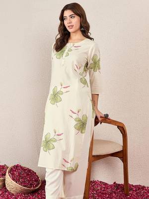 Floral Printed Round Neck Straight Kurta 2