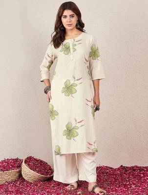 Floral Printed Round Neck Straight Kurta 1