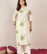 Floral Printed Round Neck Straight Kurta