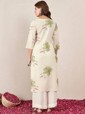 Floral Printed Round Neck Straight Kurta 5