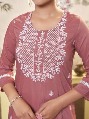 Women Ethnic Motifs Embroidered Festive Silk Straight Kurta 3