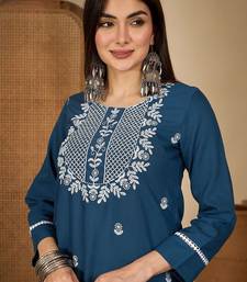 Embroidered Round Neck Straight Kurta