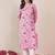 Floral Printed Mandarin Collar Cotton Straight Kurta