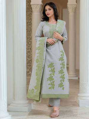 Women Floral Regular Kurta with Trousers & Dupatta 1