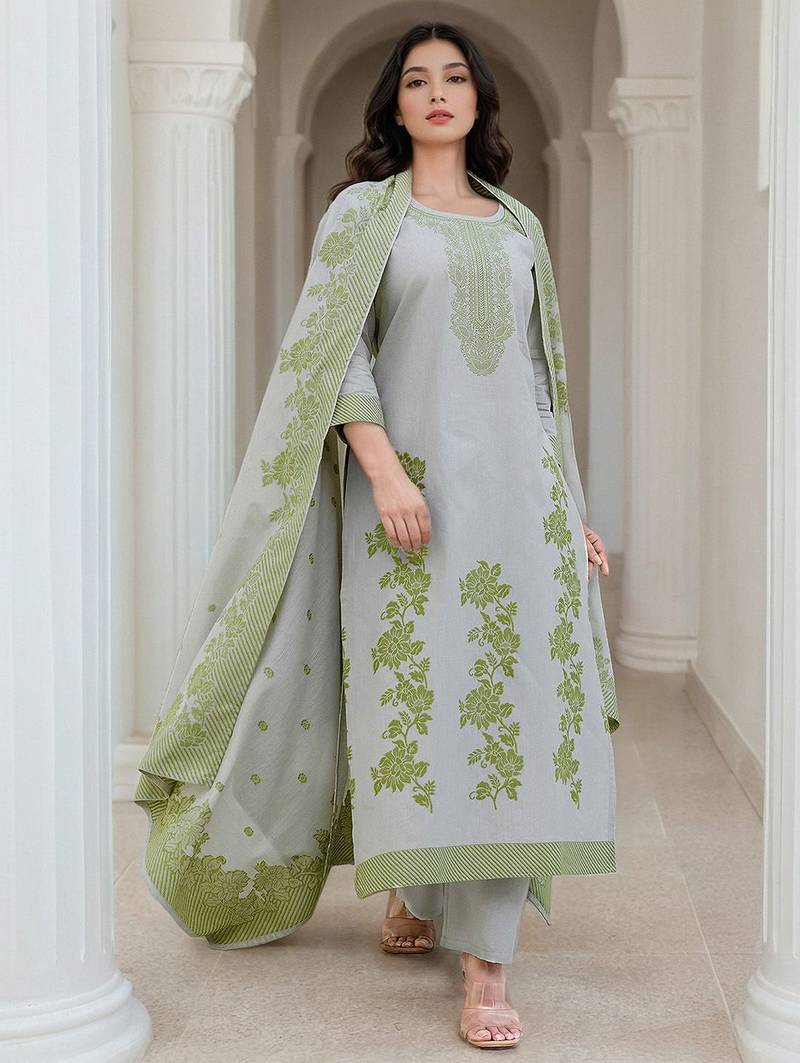 Women Floral Regular Kurta with Trousers & Dupatta