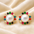 Certified natural freshwater pearls jewellery navratna style, cz accents, festive wear, stud closure, women's jewellery.