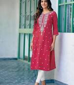 Women Ethnic Motifs Dyed Chikankari Kurta