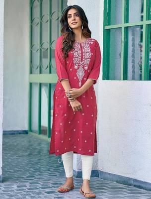 Women Ethnic Motifs Dyed Chikankari Kurta 5