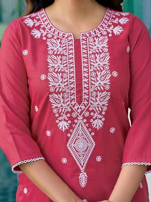 Women Ethnic Motifs Dyed Chikankari Kurta 6