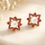 Certified natural freshwater pearls jewellery pearl & ruby zircon floral star stud earrings, gold tone .