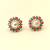 Certified natural freshwater pearls jewellery pearl centre floral stud earrings with ruby & emerald stones gold-tone.