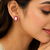 Certified natural freshwater pearls jewellery pearl & ruby halo stud earrings, gold-tone floral design freshwater pearl.