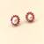 Certified natural freshwater pearls jewellery pearl & ruby halo stud earrings, gold-tone floral design freshwater pearl.
