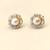 Certified natural freshwater pearls jewellery pearl centre crystal halo stud earrings, gold tone floral cluster design.