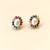 Certified natural freshwater pearls jewellery pearl centre stud earrings with multicolour gemstone halo gold-tone.
