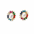 Certified natural freshwater pearls jewellery pearl centre stud earrings with multicolour gemstone halo gold-tone.