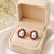 Certified natural freshwater pearls jewellery pearl stud earrings with ruby and emerald stones, gold tone oval pearl.