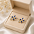 Certified natural freshwater pearls jewellery blue sapphire marquise cz stud earrings, gold-tone floral cubic zirconia.