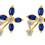 Certified natural freshwater pearls jewellery blue sapphire marquise cz stud earrings, gold-tone floral cubic zirconia.