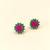 Certified natural freshwater pearls jewellery ruby & emerald floral stud earrings with gold-tone setting flower design.