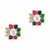 Certified natural freshwater pearls jewellery pearl centre multicolour gemstone floral stud earrings ruby, emerald.