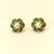 Certified natural freshwater pearls jewellery pearl centre flower stud earrings with green zirconia, gold tone floral.