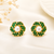 Certified natural freshwater pearls jewellery pearl centre flower stud earrings with green zirconia, gold tone floral.