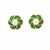 Certified natural freshwater pearls jewellery pearl centre flower stud earrings with green zirconia, gold tone floral.