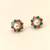Certified natural freshwater pearls jewellery pearl centre floral stud earrings with ruby & emerald stones gold-tone.