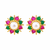 Certified natural freshwater pearls jewellery pearl centre floral stud earrings with ruby & emerald stones gold-tone.