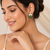 Certified natural freshwater pearls jewellery green stone & pearl cluster stud earrings, gold-toned marquise cut stones