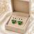 Certified natural freshwater pearls jewellery green stone & pearl cluster stud earrings, gold-toned marquise cut stones