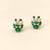 Certified natural freshwater pearls jewellery green stone & pearl cluster stud earrings, gold-toned marquise cut stones