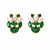 Certified natural freshwater pearls jewellery green stone & pearl cluster stud earrings, gold-toned marquise cut stones