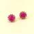 Certified natural freshwater pearls jewellery pink floral halo stud earrings with gold-tone setting ruby pink stones.