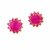 Certified natural freshwater pearls jewellery pink floral halo stud earrings with gold-tone setting ruby pink stones.