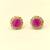 Certified natural freshwater pearls jewellery pink round stud earrings with crystal halo, gold tone cz stone surround.