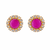 Certified natural freshwater pearls jewellery pink round stud earrings with crystal halo, gold tone cz stone surround.